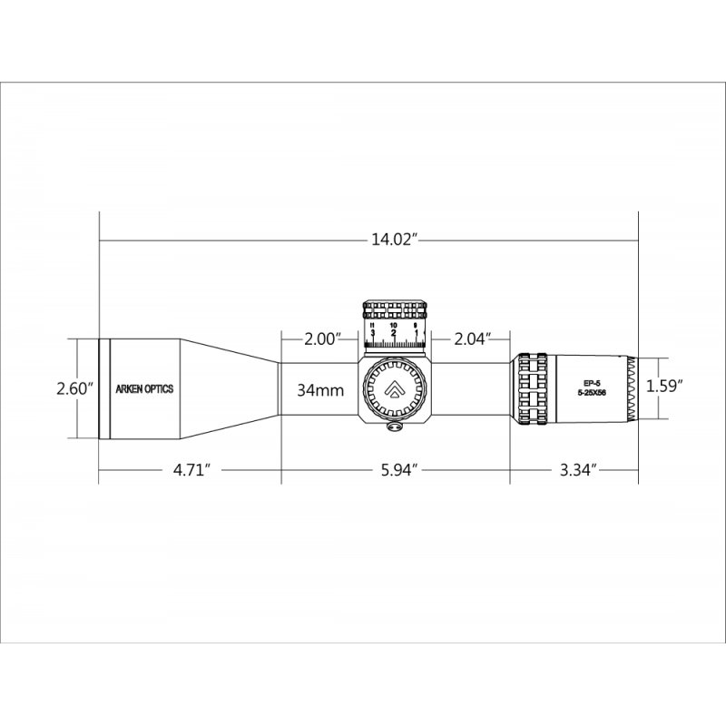 Luneta celownicza ARKEN EP5 5-25X56 FFP MOA VPR Reticle with Zero Stop –  Tubus 34mm