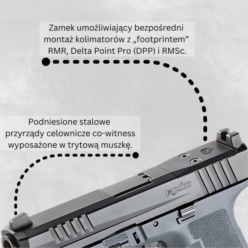 Pistolet samopowtarzalny Ruger RXM 4,5" - OR - TB - Grey mod. 19412 - kal. 9x19